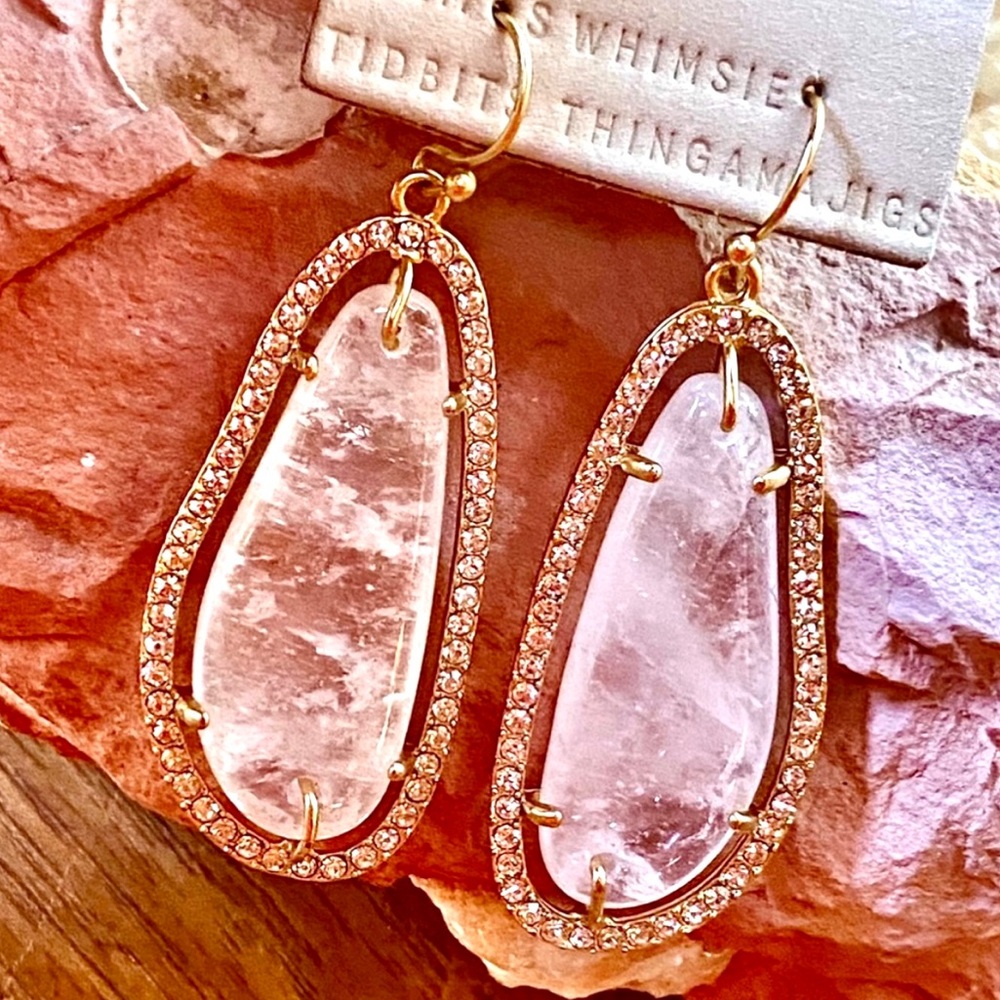 NWT Anthropologie Sohla Moonstone Crystal Earrings - Picture 2 of 14